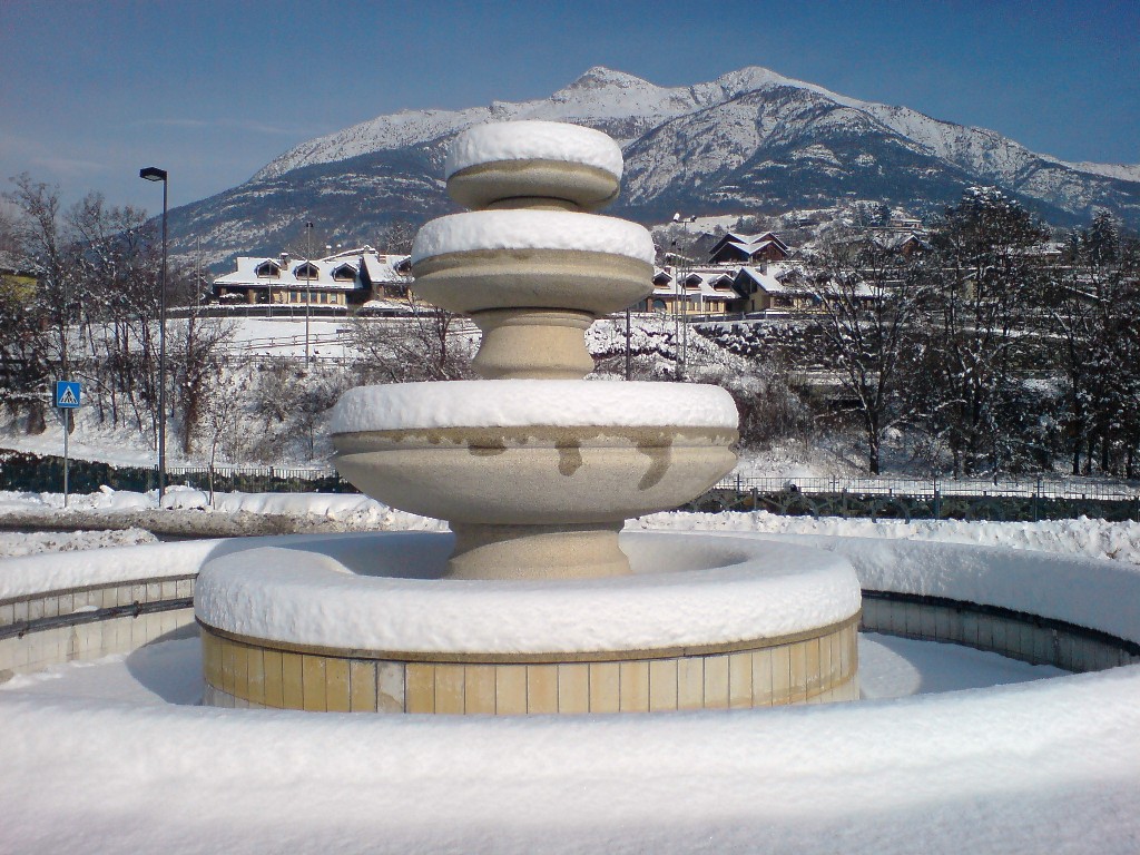 Vista invernale della fontana