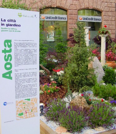 cartello La città in giardino e angolo verde