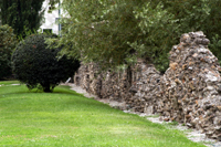 mura romane con prato e piante